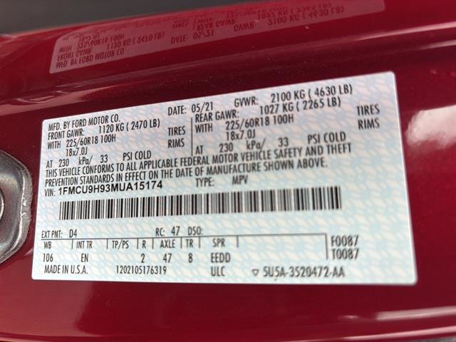 Certified 2021 Ford Escape SEL w/ Technology Package AWD/4WD image 21