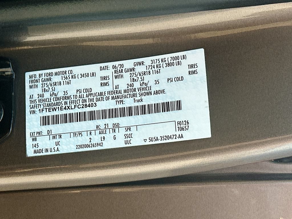 Certified 2020 Ford F150 XLT w/ Equipment Group 302A Luxury AWD/4WD image 27