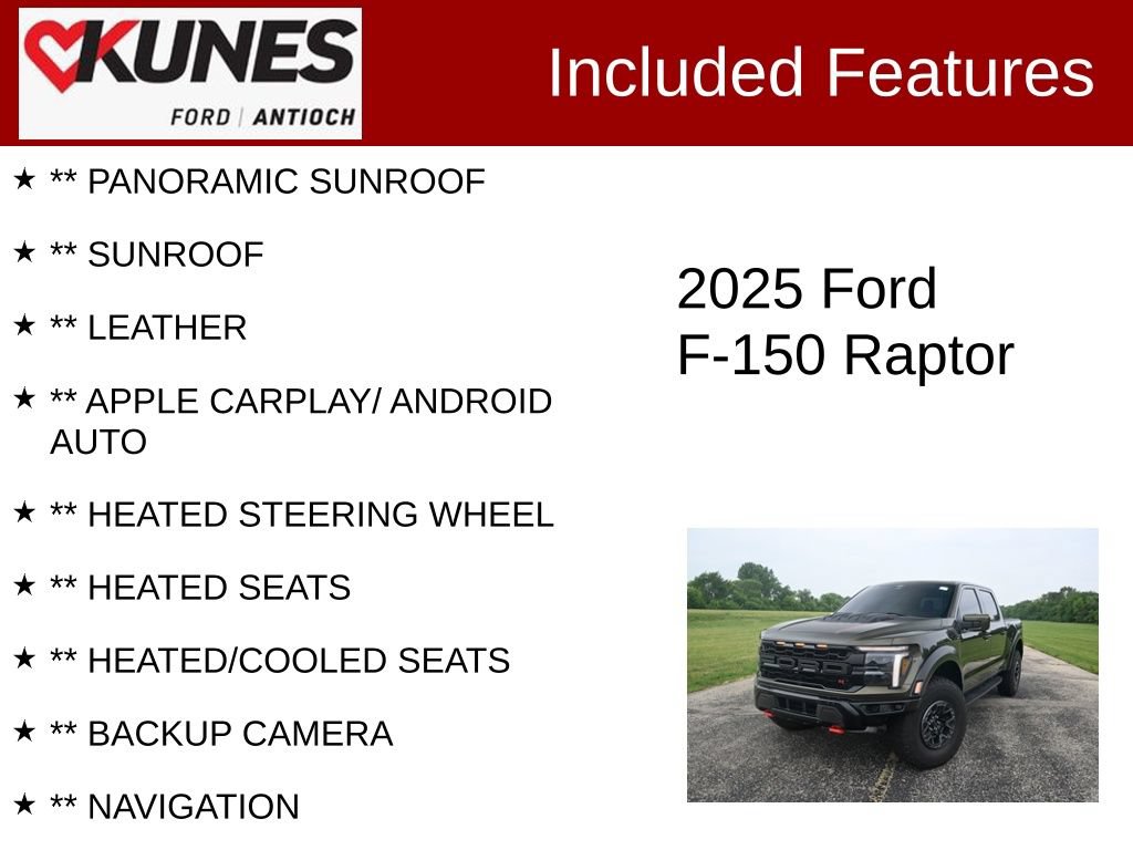 Certified 2025 Ford F150 Raptor w/ Equipment Group 803A Raptor R AWD/4WD image 3