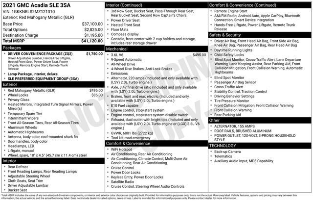 Used 2021 GMC Acadia SLE w/ Driver Convenience Package AWD/4WD image 36