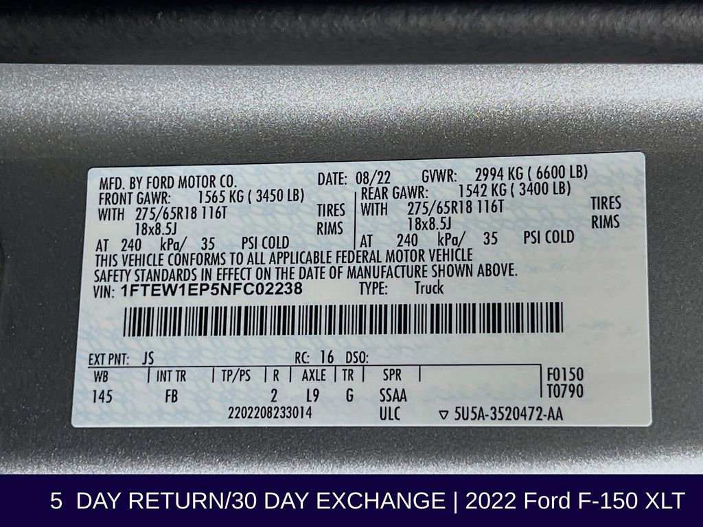 Certified 2022 Ford F150 XLT w/ Equipment Group 302A High image 38