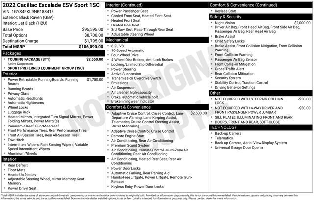 Used 2022 Cadillac Escalade ESV Sport w/ Touring Package AWD/4WD image 2