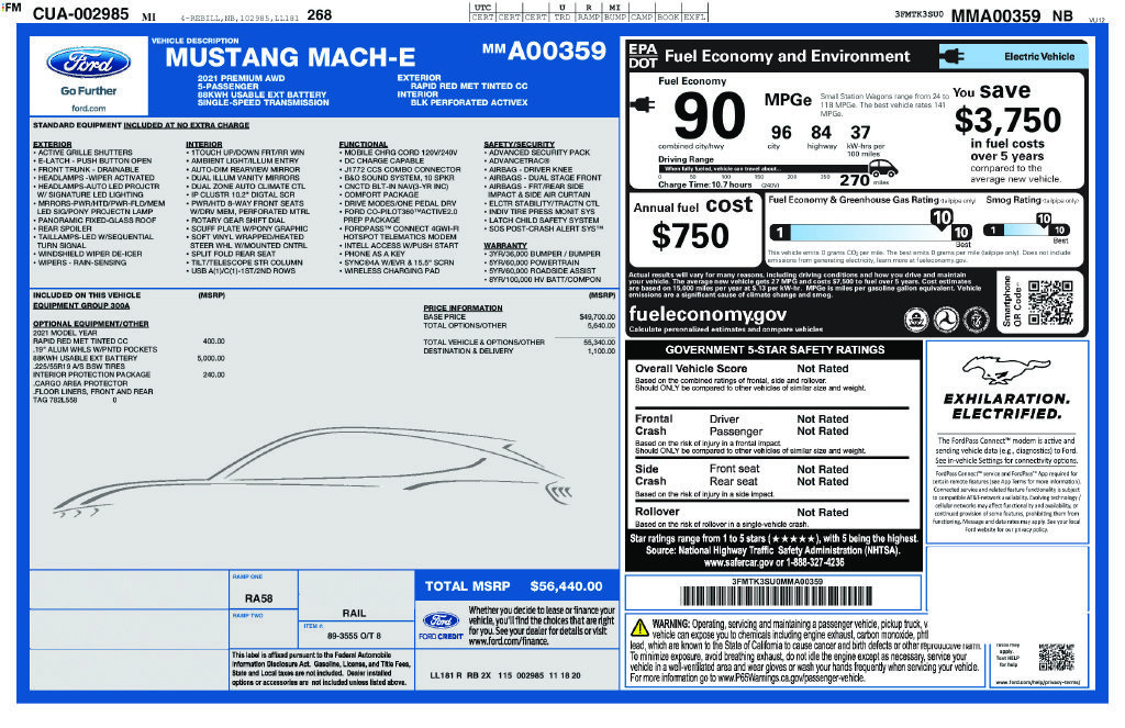 Certified 2021 Ford Mustang Mach-E Premium AWD/4WD image 34