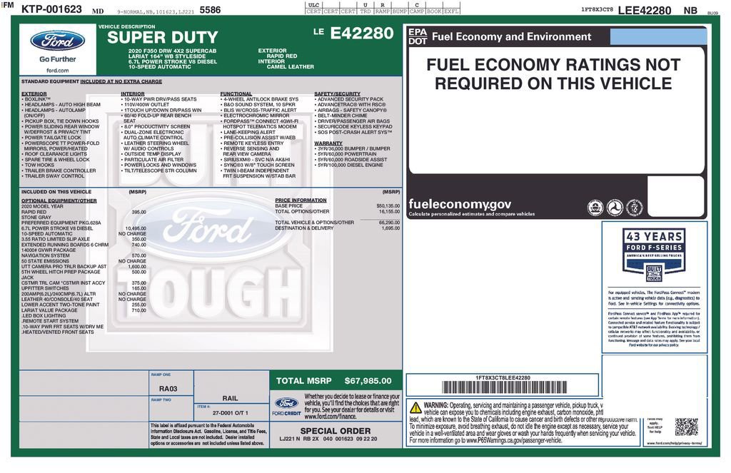 Certified 2020 Ford F350 Lariat w/ Lariat Value Package image 10