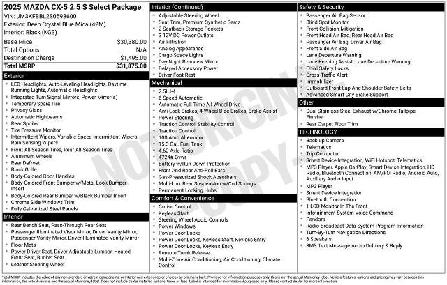 Used 2025 MAZDA CX-5 AWD 2.5 S w/ Select Package image 36