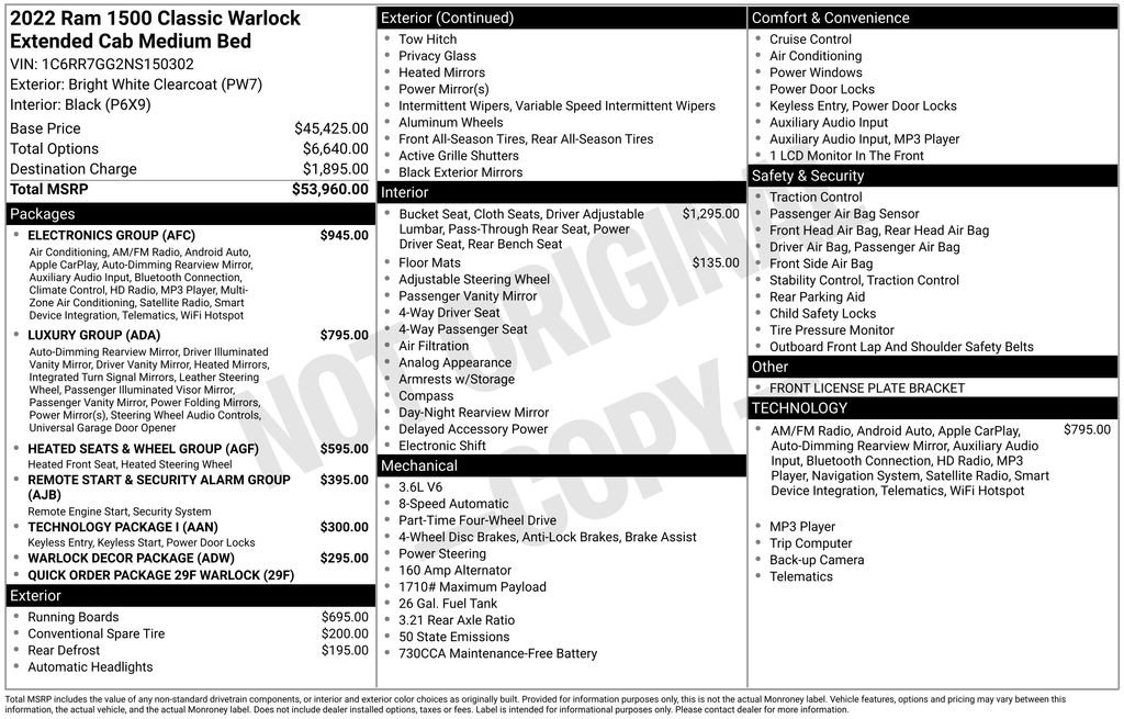 Used 2022 RAM 1500 Classic Warlock w/ Electronics Group AWD/4WD image 29