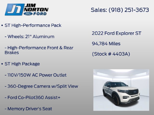 Certified 2022 Ford Explorer ST w/ Equipment Group 401A AWD/4WD image 15