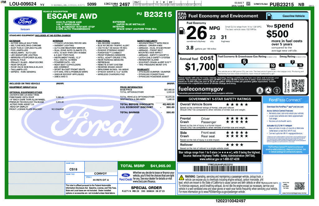 Certified 2023 Ford Escape Platinum w/ Premium Technology Package AWD/4WD image 29