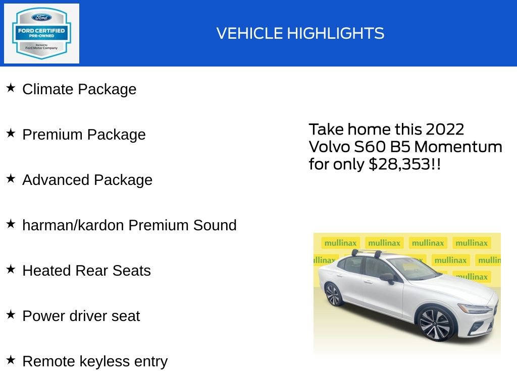 Used 2022 Volvo S60 B5 Momentum w/ Advanced Package image 17