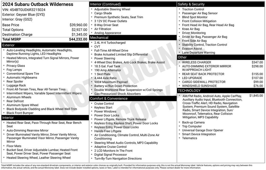 Used 2024 Subaru Outback Wilderness AWD/4WD image 47