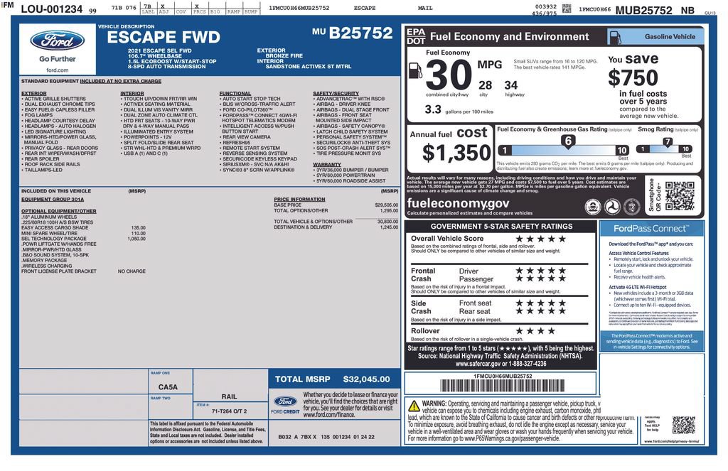 Certified 2021 Ford Escape SEL w/ Technology Package FWD image 10