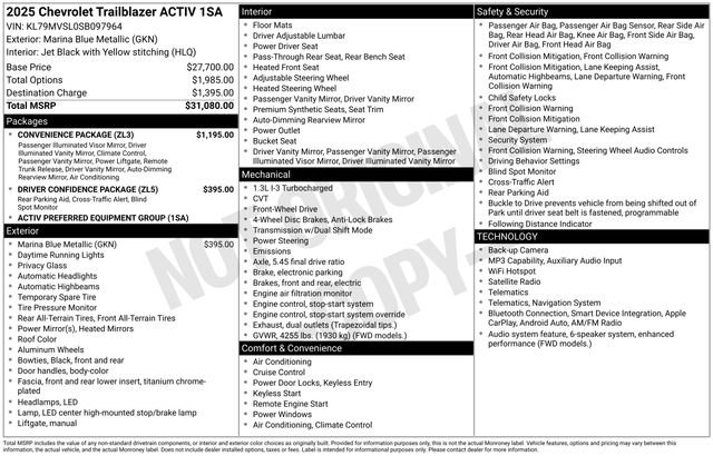 Used 2025 Chevrolet TrailBlazer ACTIV w/ Convenience Package FWD image 2