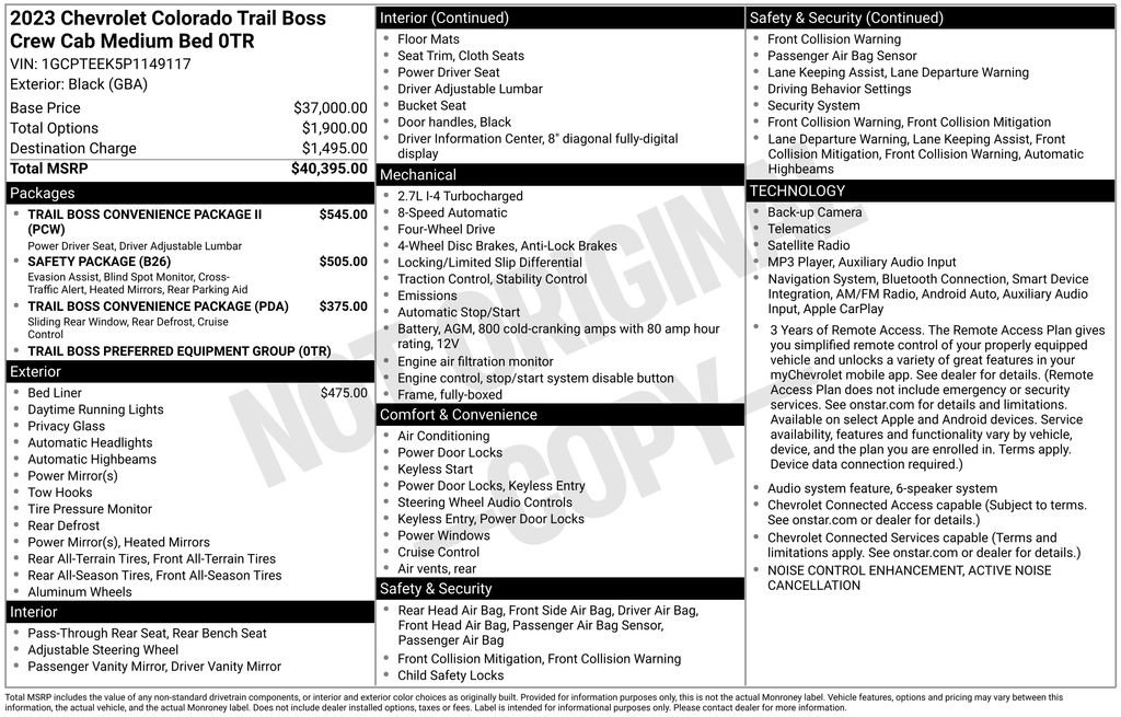 Used 2023 Chevrolet Colorado Trail Boss AWD/4WD image 7