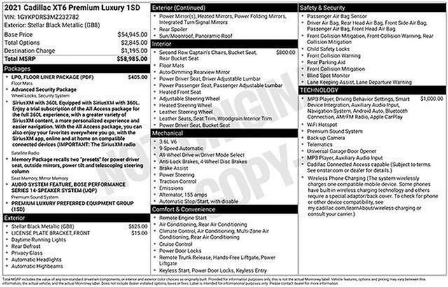 Used 2021 Cadillac XT6 Premium Luxury w/ LPO, Floor Liner Package AWD/4WD image 18