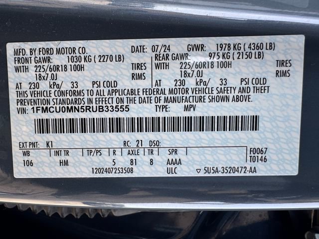 Certified 2024 Ford Escape ST-Line w/ Tech Pack #1 image 27