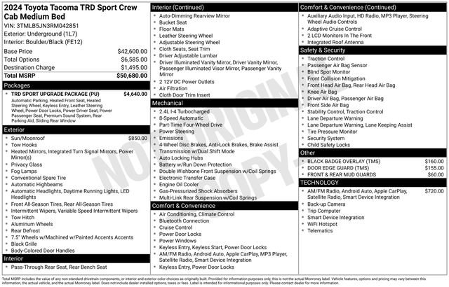 Used 2024 Toyota Tacoma TRD Sport w/ TRD Sport Upgrade Package image 38