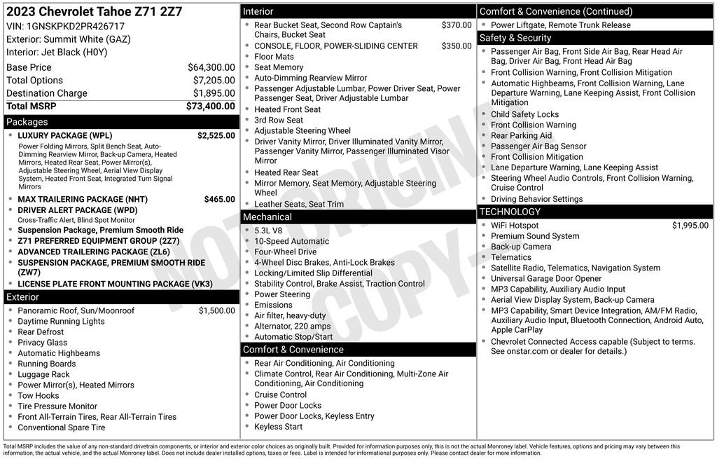 Used 2023 Chevrolet Tahoe Z71 w/ Luxury Package AWD/4WD image 52