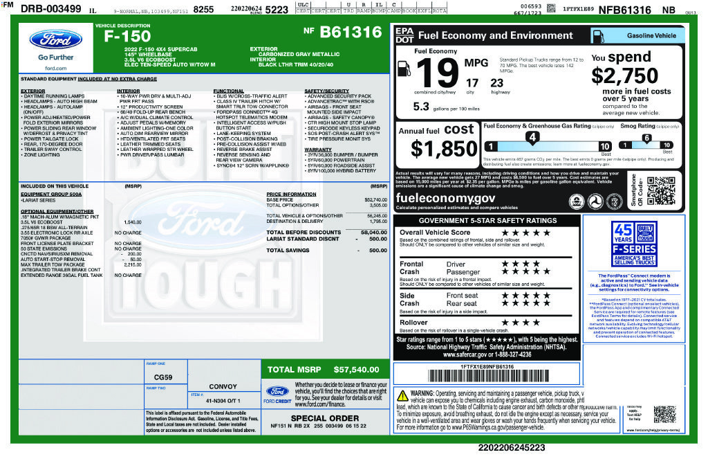 Certified 2022 Ford F150 Lariat w/ Max Trailer Tow Package AWD/4WD image 35