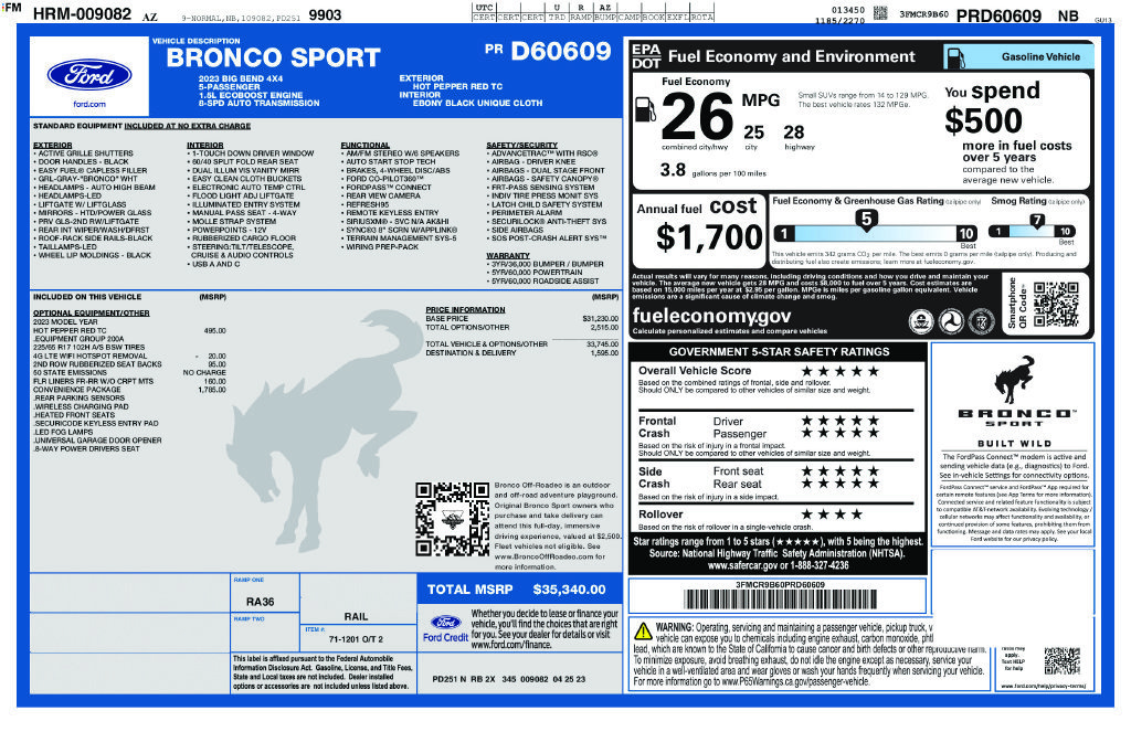 Certified 2023 Ford Bronco Sport Big Bend w/ Convenience Package AWD/4WD image 3