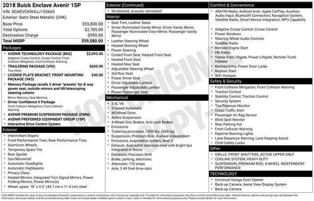 Used 2018 Buick Enclave Avenir w/ Avenir Technology Package image 4