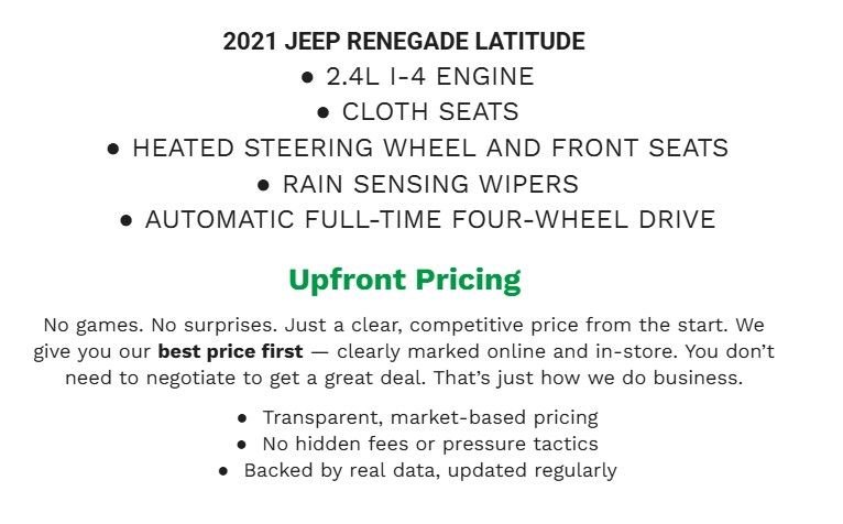 Used 2021 Jeep Renegade Latitude w/ Convenience Group image 2