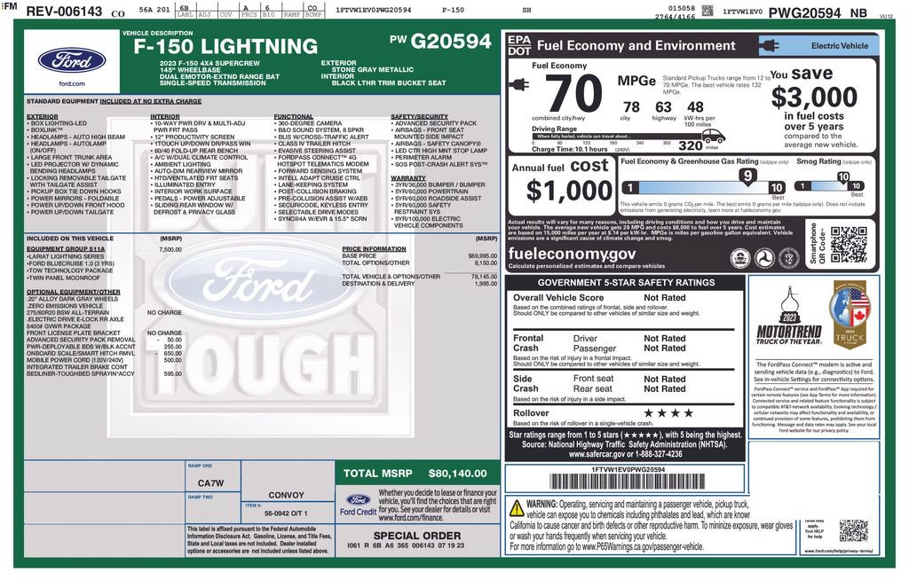 Certified 2023 Ford F150 Lightning Lariat w/ Equipment Group 511A High AWD/4WD image 35