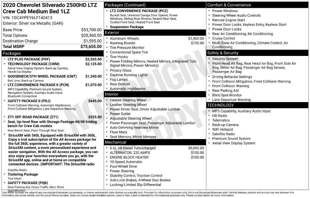 Used 2020 Chevrolet Silverado 2500 LTZ w/ LTZ Plus Package AWD/4WD image 8