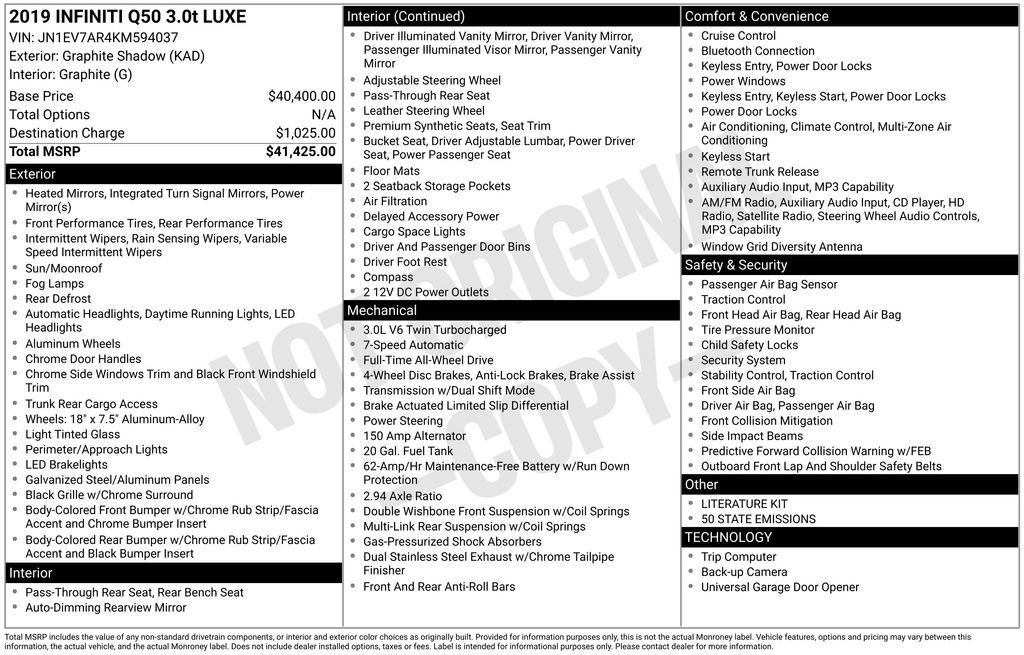 Used 2019 INFINITI Q50 Luxe image 12