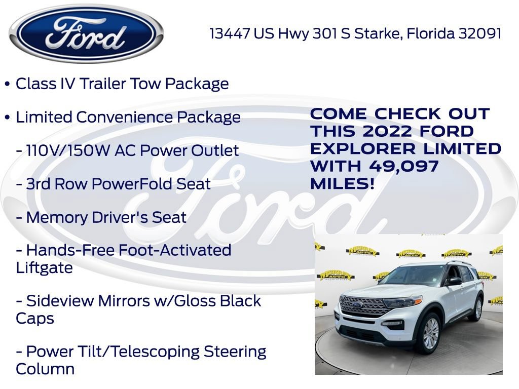 Certified 2022 Ford Explorer Limited w/ Equipment Group 301A RWD image 22