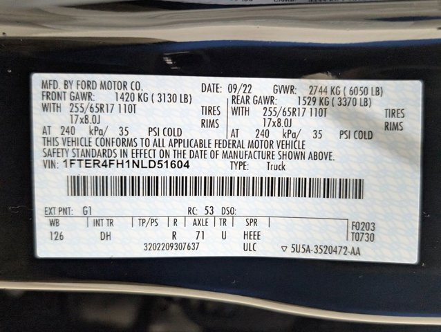 Certified 2022 Ford Ranger Lariat w/ Equipment Group 501A High image 9