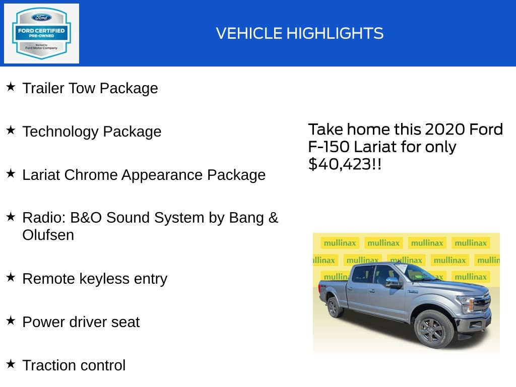 Certified 2020 Ford F150 Lariat w/ Equipment Group 502A Luxury AWD/4WD image 18