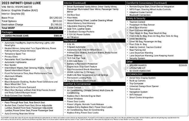 Used 2023 INFINITI QX60 Luxe w/ Cargo Package image 10