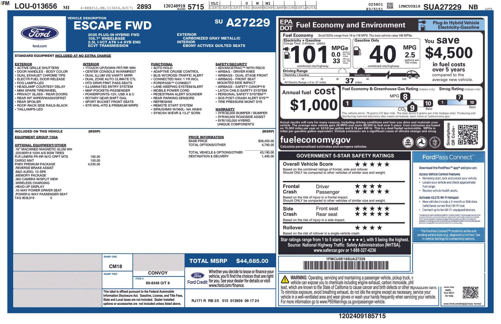 Certified 2025 Ford Escape SE w/ PHEV Premium Package FWD image 15
