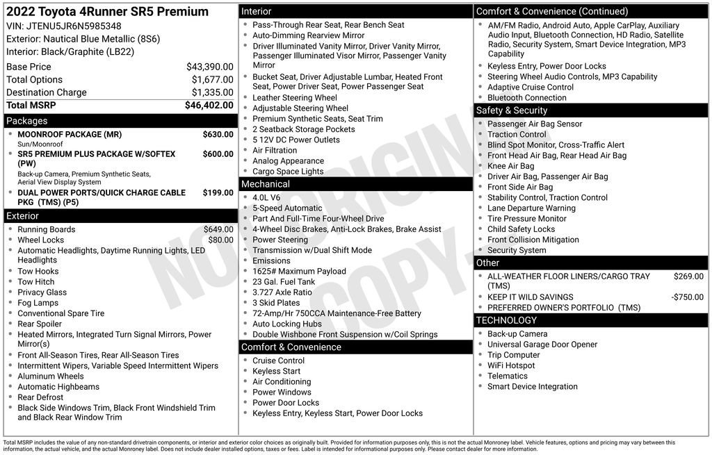 Used 2022 Toyota 4Runner SR5 Premium w/ Moonroof Package AWD/4WD image 33