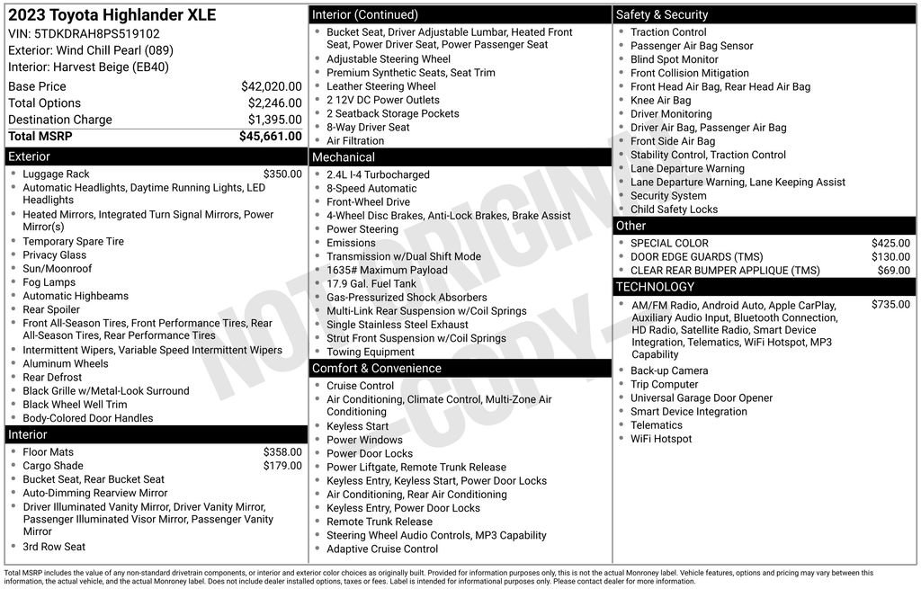 Used 2023 Toyota Highlander XLE FWD image 2