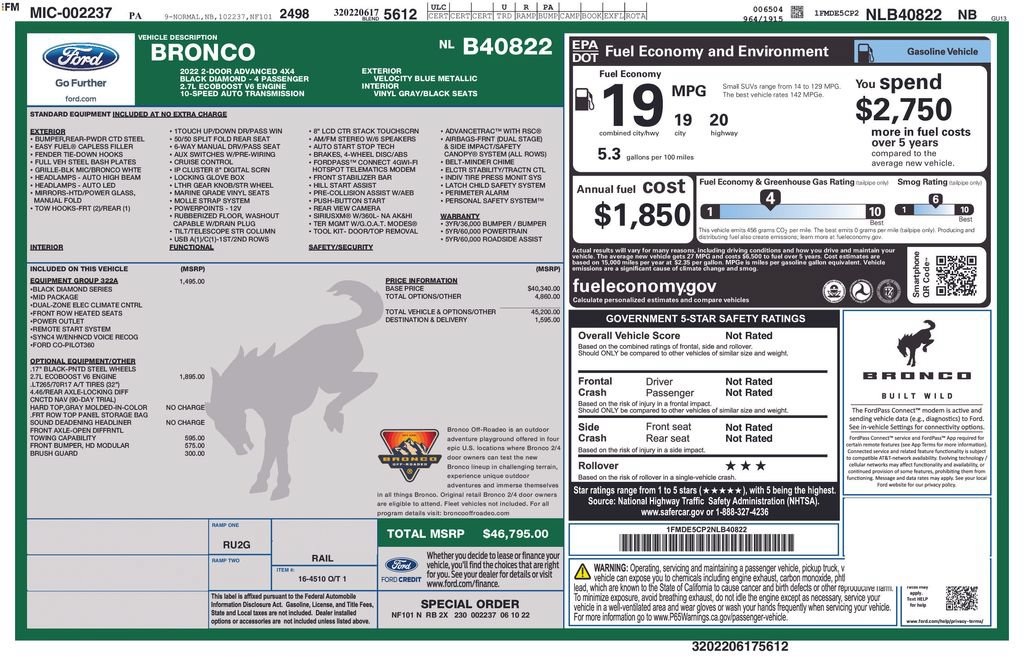 Certified 2022 Ford Bronco Black Diamond AWD/4WD image 15