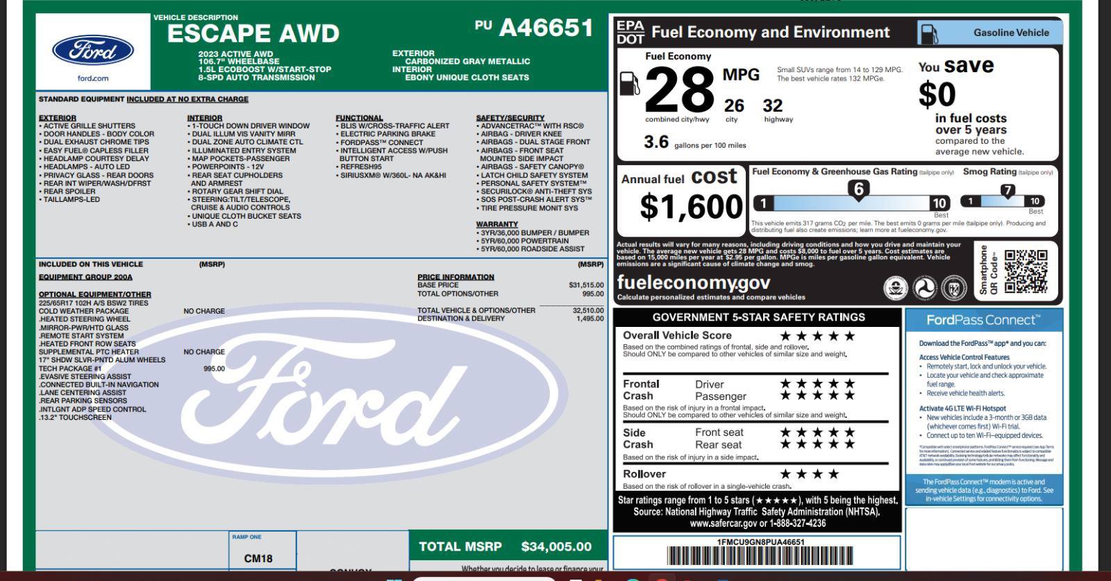 Certified 2023 Ford Escape Active w/ Tech Pack #1 AWD/4WD image 5