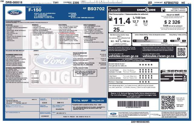Certified 2019 Ford F150 Lariat w/ Equipment Group 502A Luxury AWD/4WD image 2
