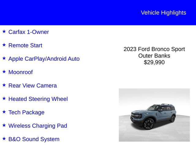 Certified 2023 Ford Bronco Sport Outer Banks w/ Tech Package AWD/4WD image 3