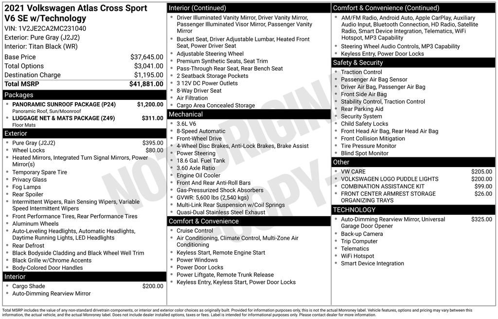 Used 2021 Volkswagen Atlas Cross Sport SE w/ Panoramic Sunroof Package image 31