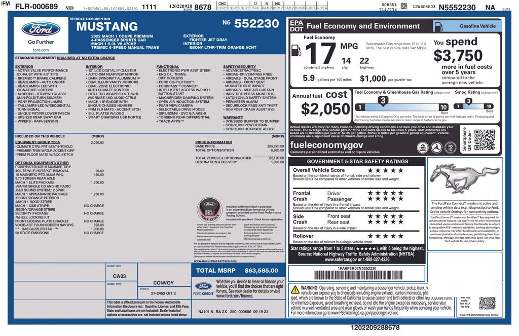 Certified 2022 Ford Mustang Mach 1 w/ Equipment Group 700A image 7