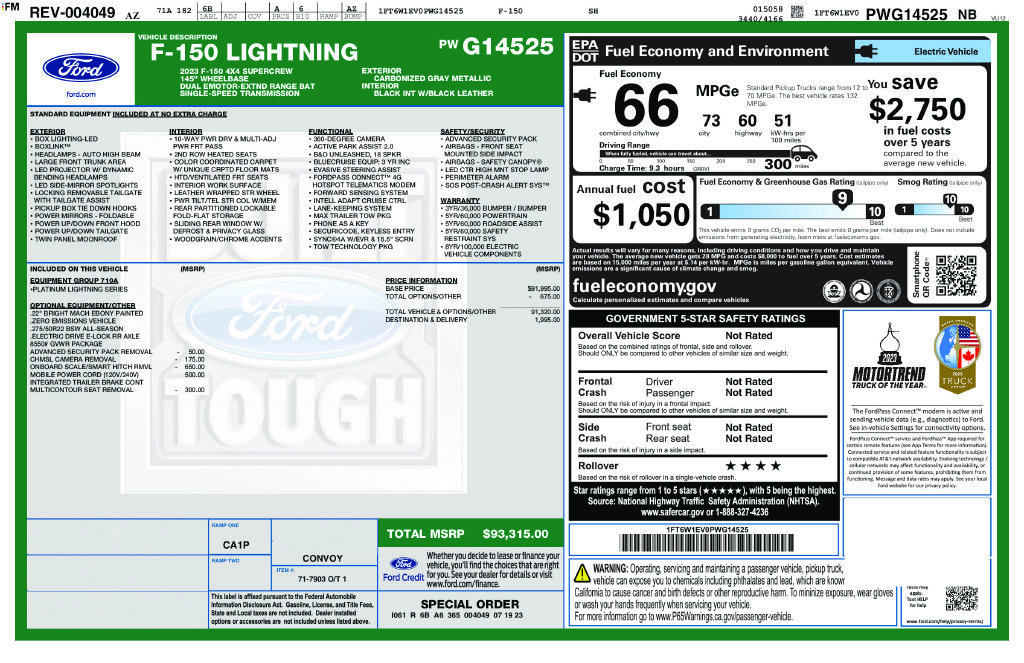 Certified 2023 Ford F150 Lightning Platinum AWD/4WD image 3