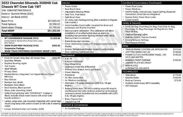 Used 2022 Chevrolet Silverado 3500 W/T w/ WT Convenience Package AWD/4WD image 2