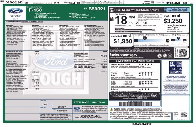 Certified 2022 Ford F150 King Ranch w/ Equipment Group 601A High image 37