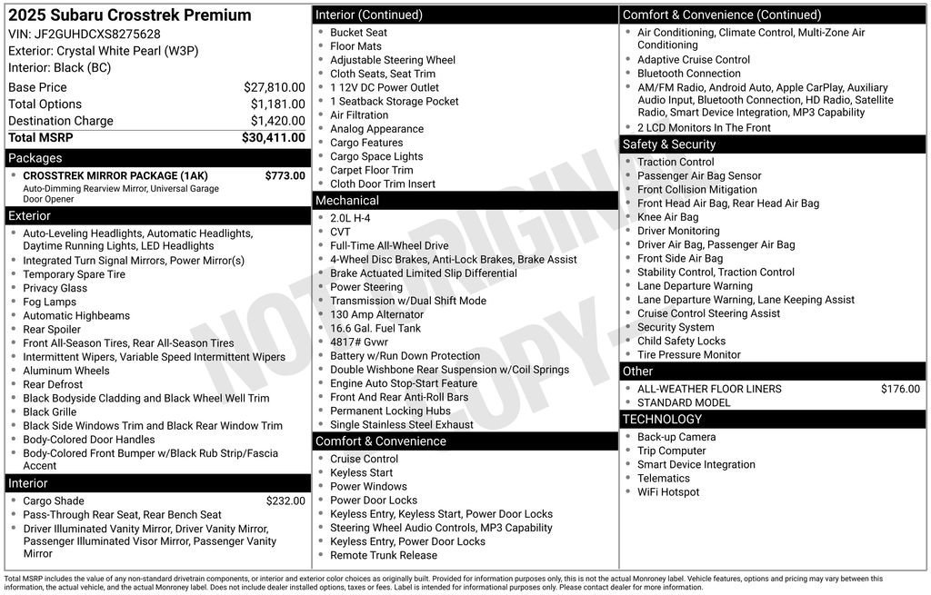 Used 2025 Subaru Crosstrek 2.0i Premium w/ Crosstrek Mirror Package AWD/4WD image 33
