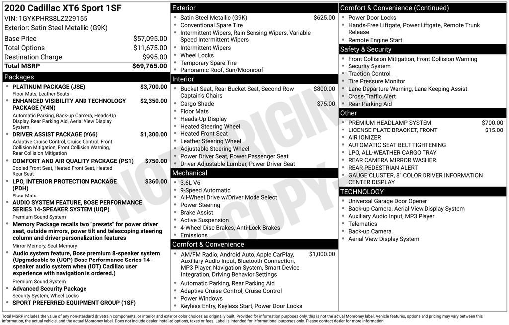Used 2020 Cadillac XT6 Sport w/ Platinum Package image 36