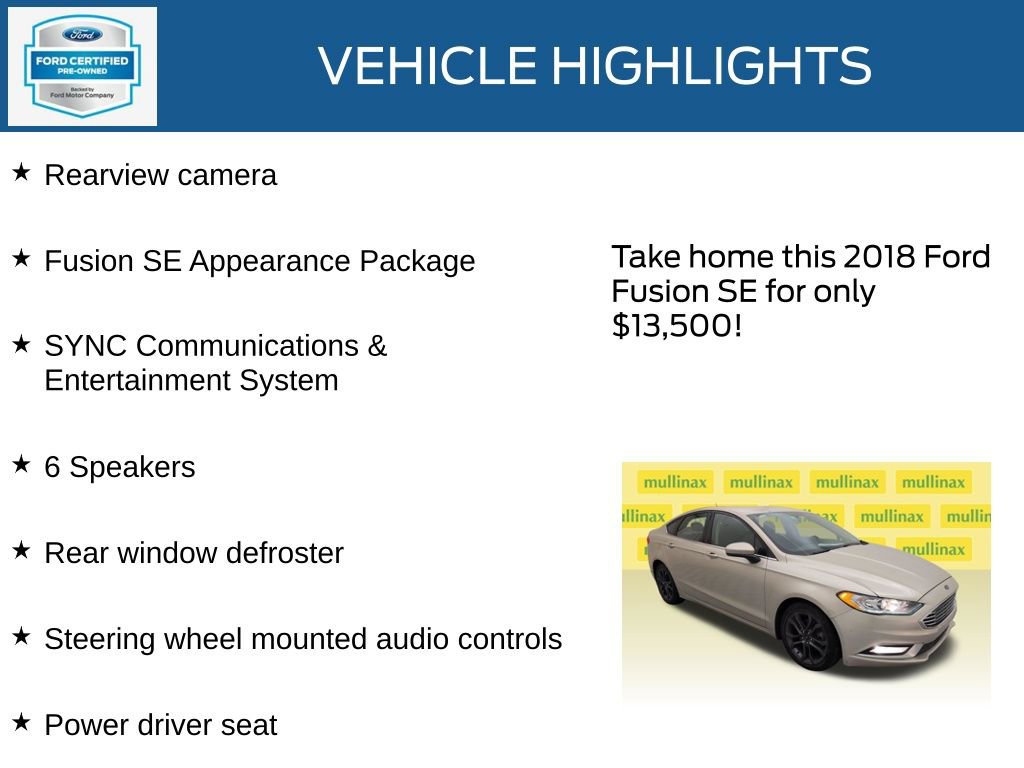 Certified 2018 Ford Fusion SE w/ Equipment Group 201A FWD image 23