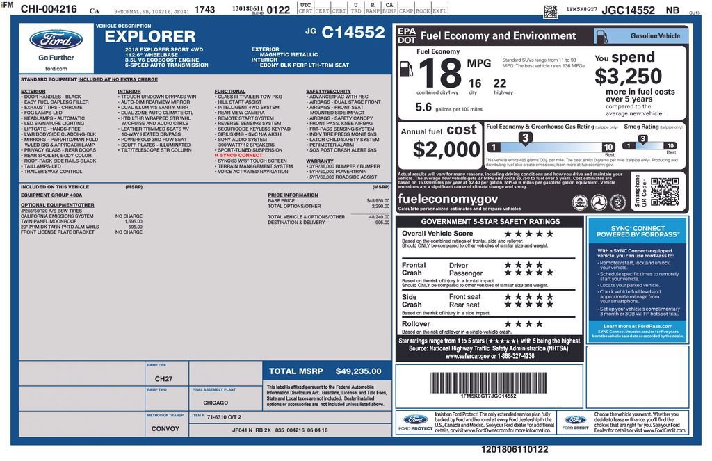 Certified 2018 Ford Explorer Sport AWD/4WD image 9