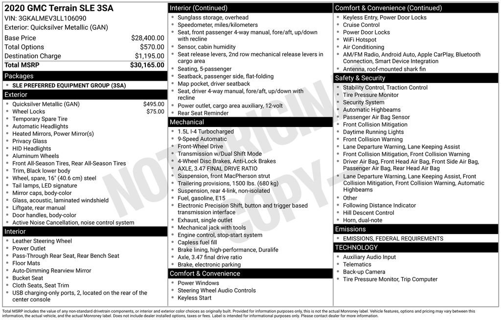 Used 2020 GMC Terrain SLE image 9