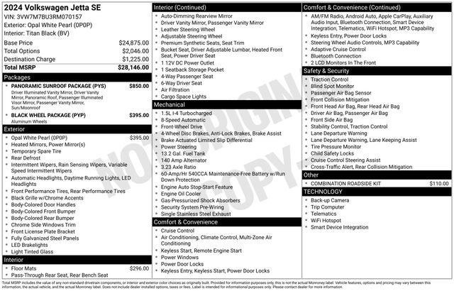 Used 2024 Volkswagen Jetta SE w/ Panoramic Sunroof Package FWD image 27